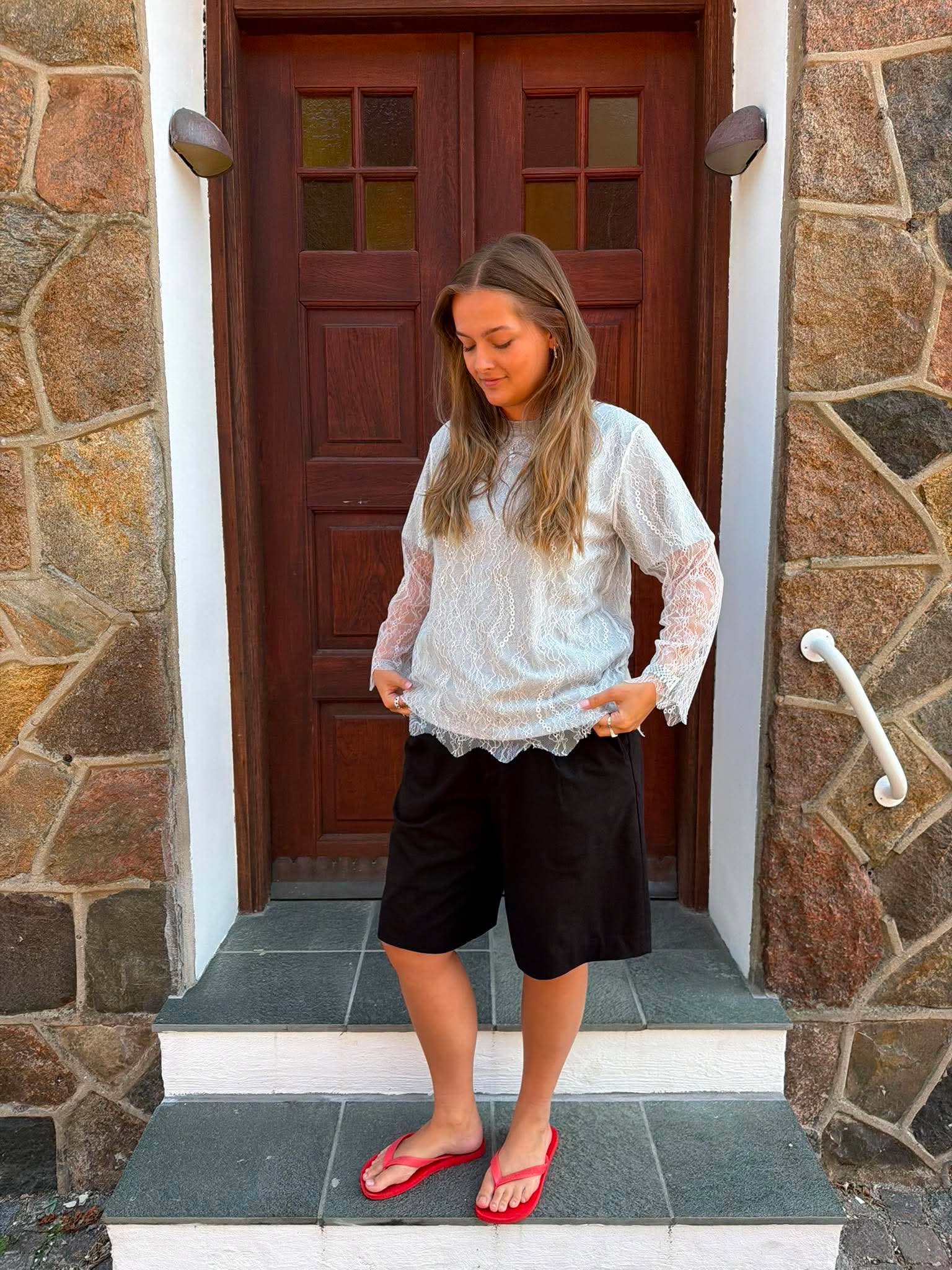 NMBIANKA Top - Light Grey Melange